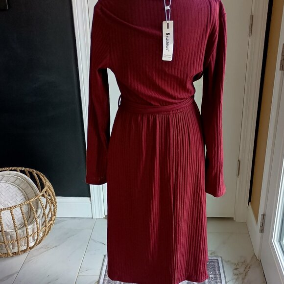 NEW! BOUTIQUE WRAP TOP RIBBED DRESS SZ M - Picture 3 of 5